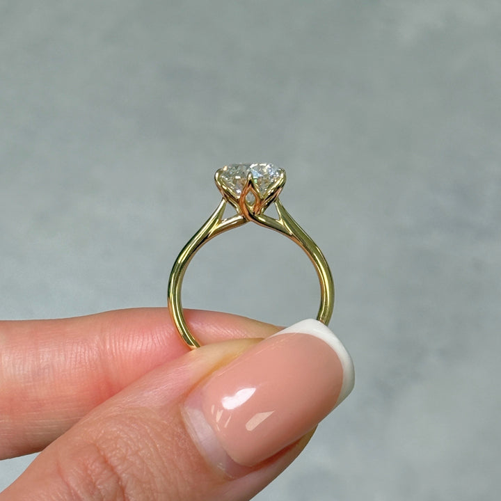 Ready to Ship Mary 1.76ct D/VVS2 Round Lab-Created Diamond Engagement Ring in 14k Yellow Gold