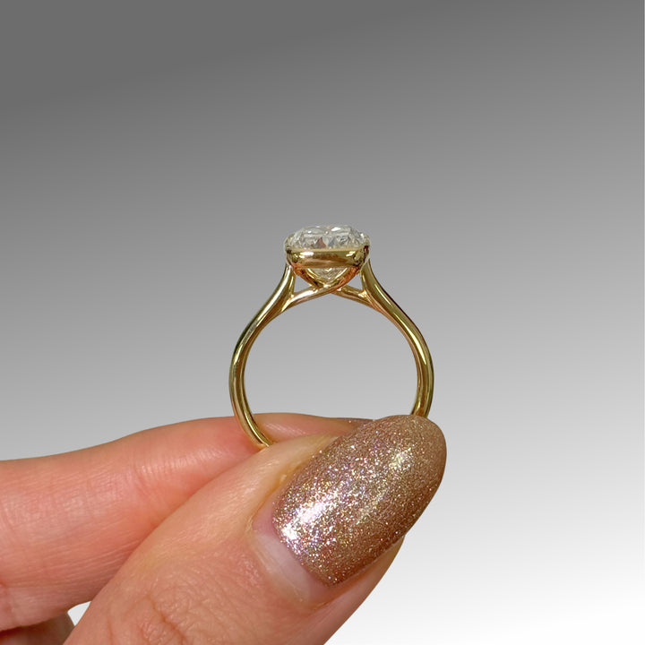 Ready to Ship Ray 3.01ct D/VVS2 Elongated Cushion Cut Lab-Created Diamond Engagement Ring in 18k Yellow Gold