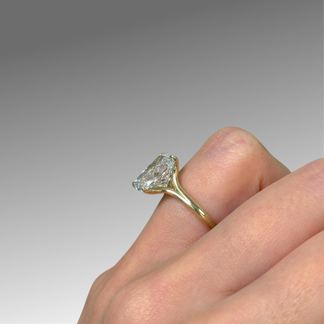 Ready to Ship Gloria 4.08ct E/VVS2 Elongated Cushion Cut Lab-Created Diamond Engagement Ring in 14k Yellow Gold