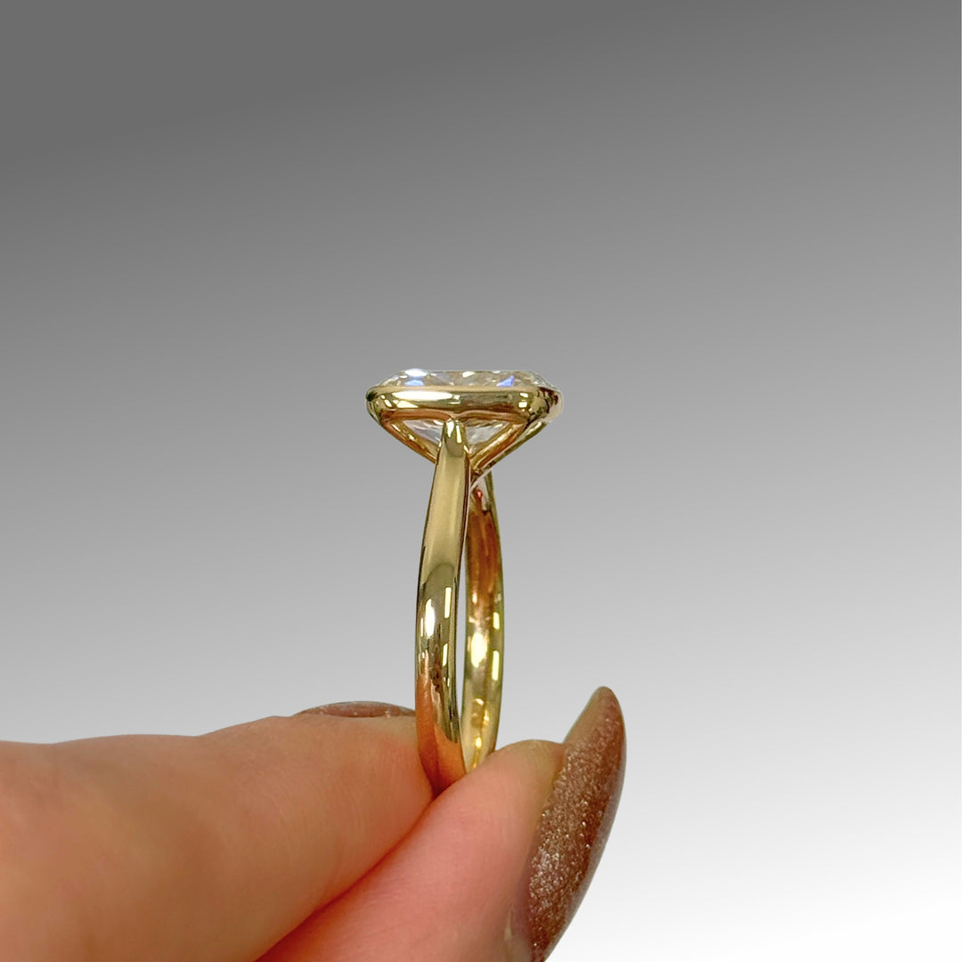 Ready to Ship Ray 3.01ct D/VVS2 Elongated Cushion Cut Lab-Created Diamond Engagement Ring in 18k Yellow Gold