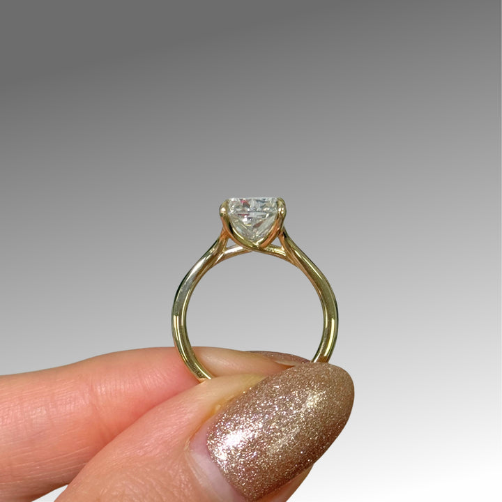 Gloria Elongated Cushion Cut Lab Created Diamond Split band Engagement Ring