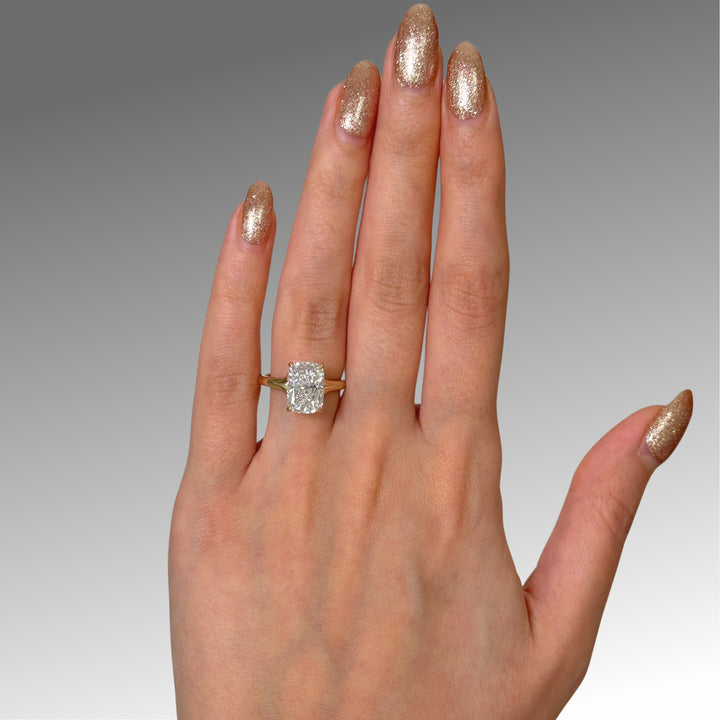 Gloria Elongated Cushion Cut Lab Created Diamond Split band Engagement Ring