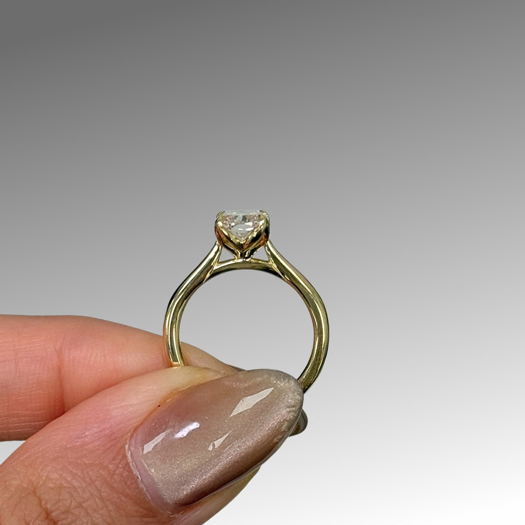 Ready to Ship Megan 1.46ct Vivid Pink VVS2 Cushion Cut Lab-Created Diamond Engagement Ring in 14k Yellow Gold