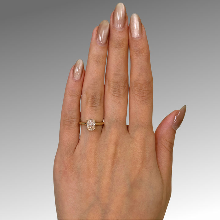 Ready to Ship Megan 1.46ct Vivid Pink VVS2 Cushion Cut Lab-Created Diamond Engagement Ring in 14k Yellow Gold