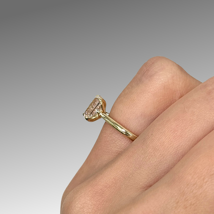 Ready to Ship Megan 1.46ct Vivid Pink VVS2 Cushion Cut Lab-Created Diamond Engagement Ring in 14k Yellow Gold