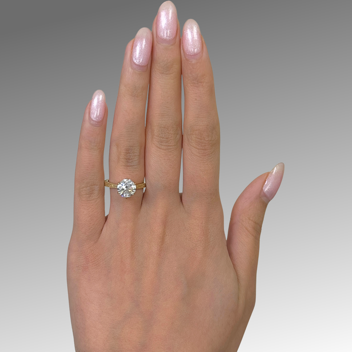 Ready to Ship 2.07ct Round Old European Cut Lab Diamond D/FL  Engagement Ring in 18k Yellow Gold