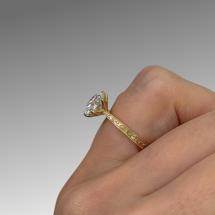 Ready to Ship 2.07ct Round Old European Cut Lab Diamond D/FL  Engagement Ring in 18k Yellow Gold