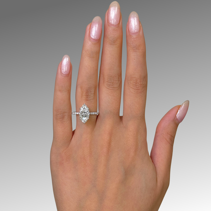 Ready to Ship Alexandra 2.59ct Marquise Lab Diamond D/VVS2  Engagement Ring in 14k white gold