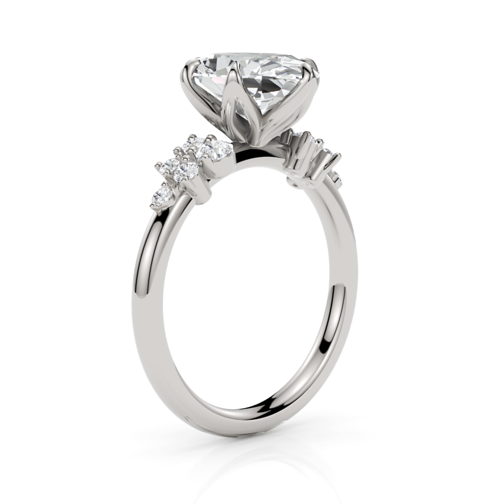 Cynthia Oval Forever One Moissanite Engagement Ring AGI Design 10x8mm 3ct