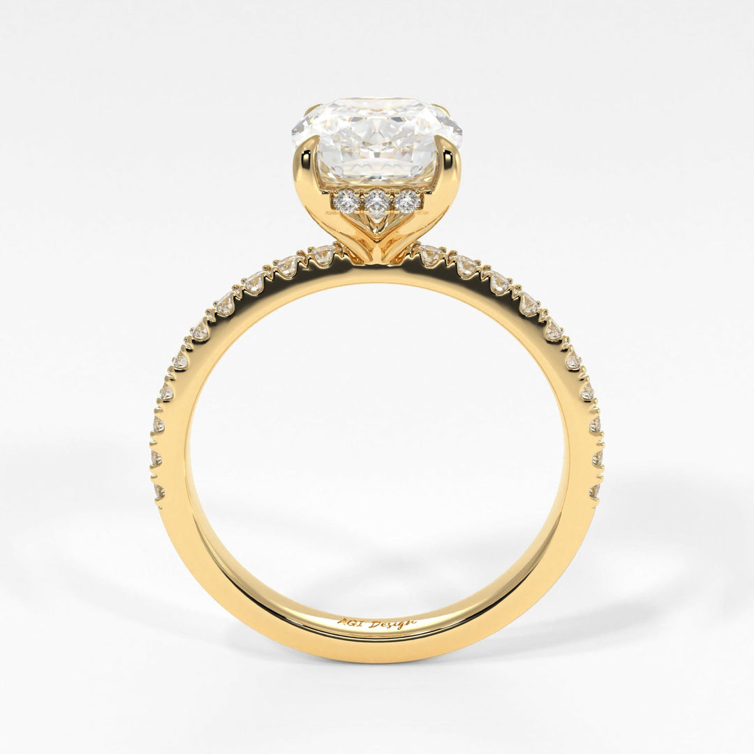 AGI Design Alexandra Elongated Cushion Cut Lab Created Diamond Engagement Ring
