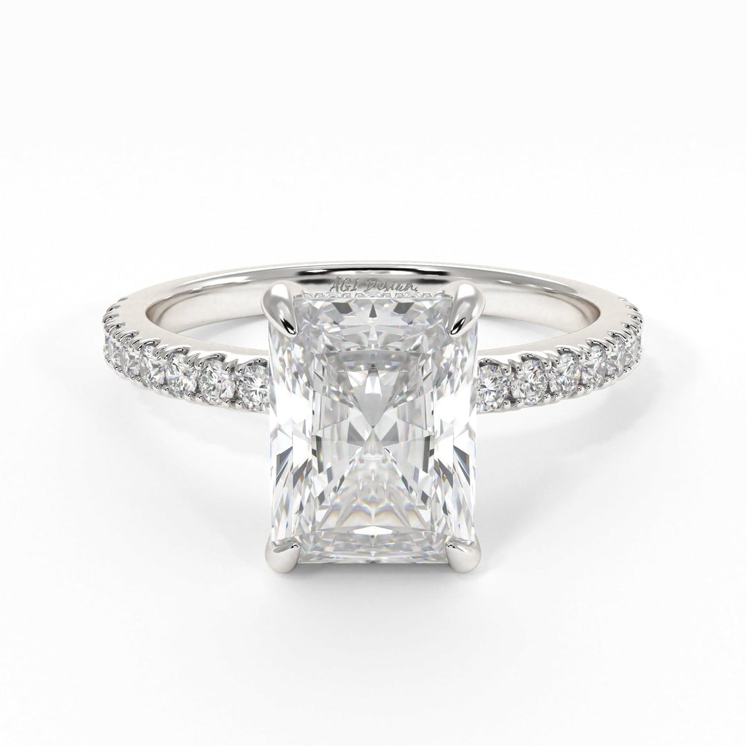 AGI Design Alexandra Radiant/Emerald Lab Created Diamond Engagement Ring