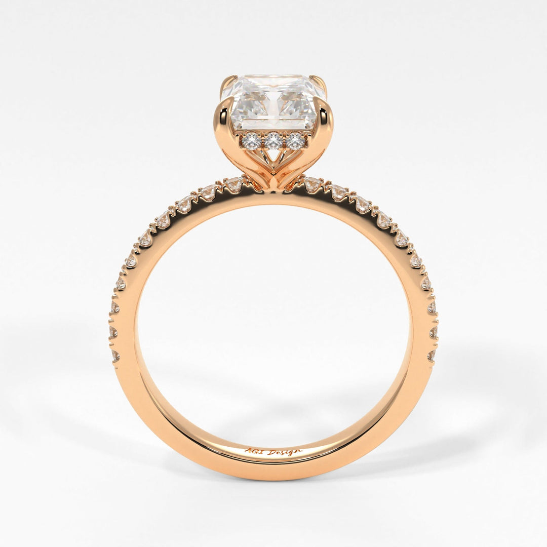 AGI Design Alexandra Radiant/Emerald Lab Created Diamond Engagement Ring