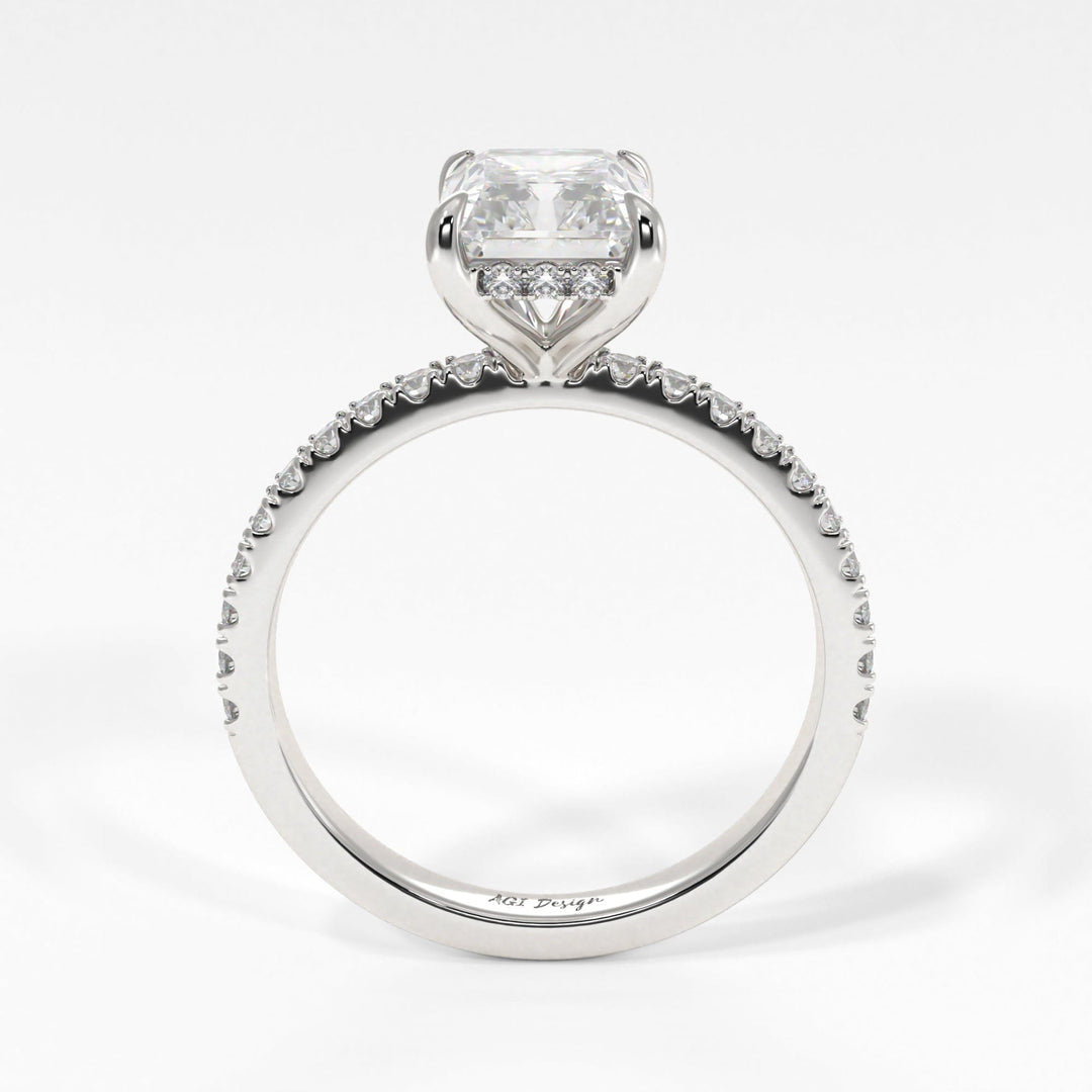 AGI Design Alexandra Radiant/Emerald Lab Created Diamond Engagement Ring