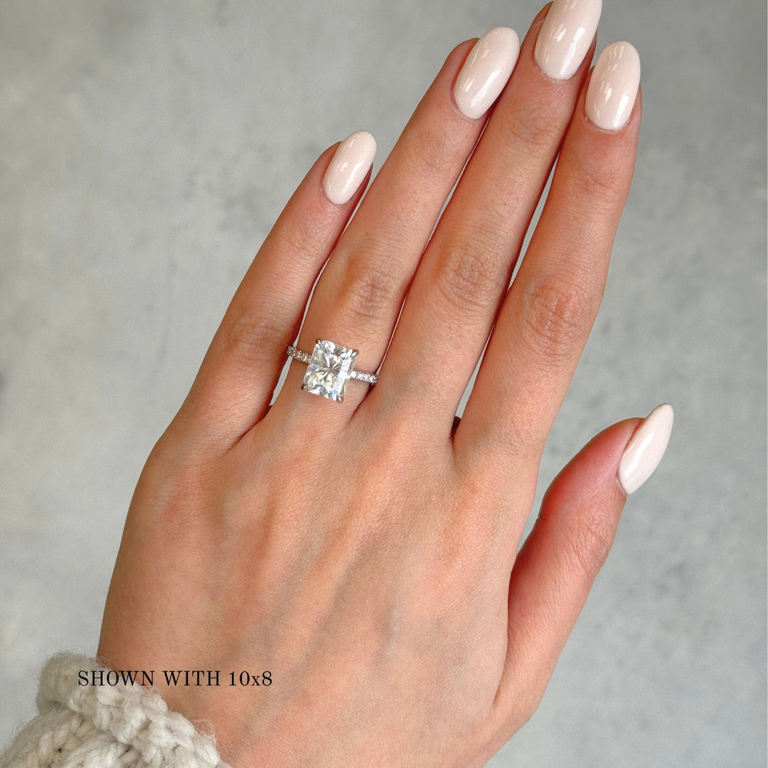 AGIDesignShop Alexandra Radiant/Emerald Moissanite  Engagement Ring