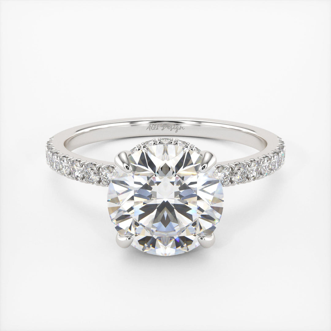 AGI Design Angel Round Lab Created Diamond Engagement Ring