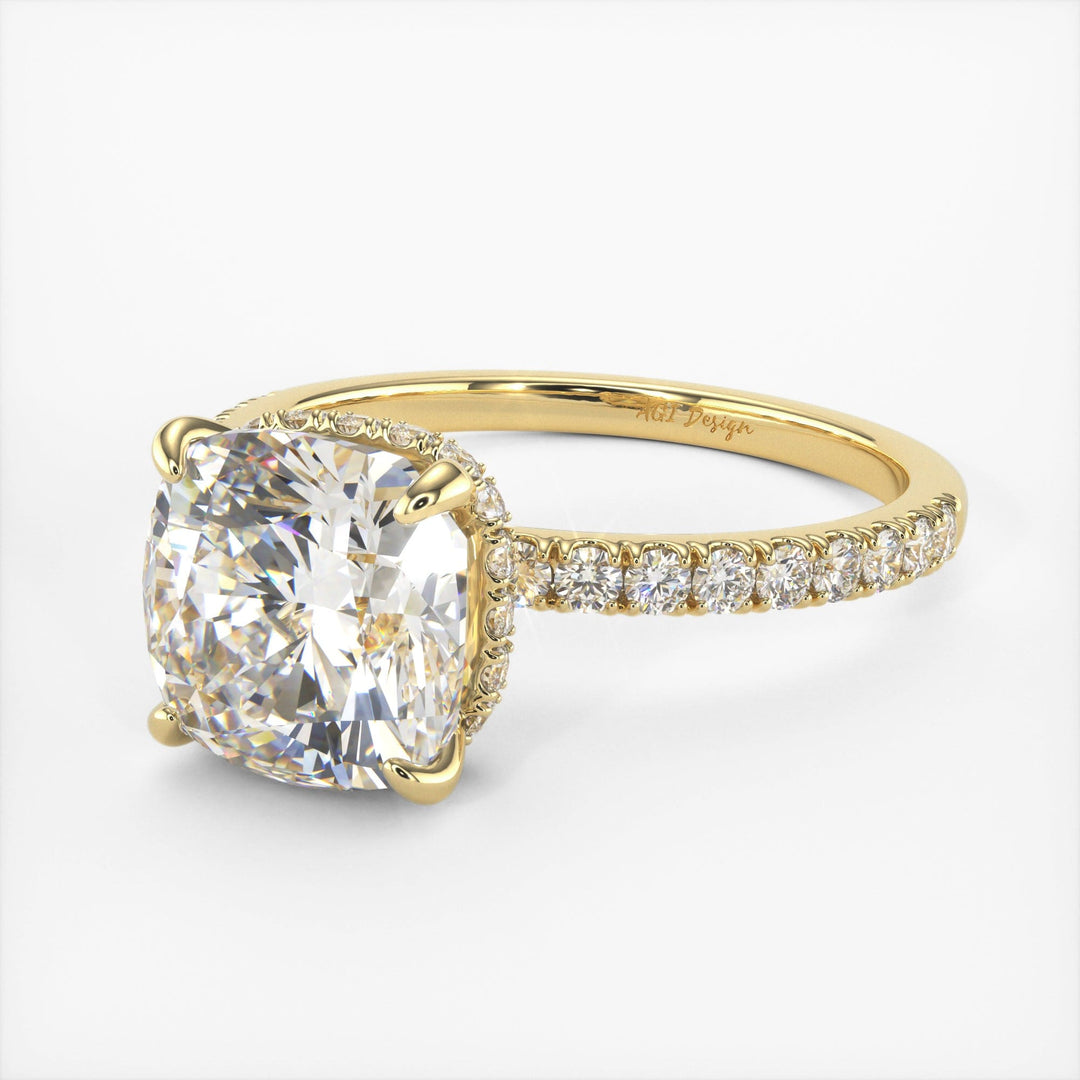 AGI Design Angelina Cushion Cut Lab Created Diamond Engagement Ring