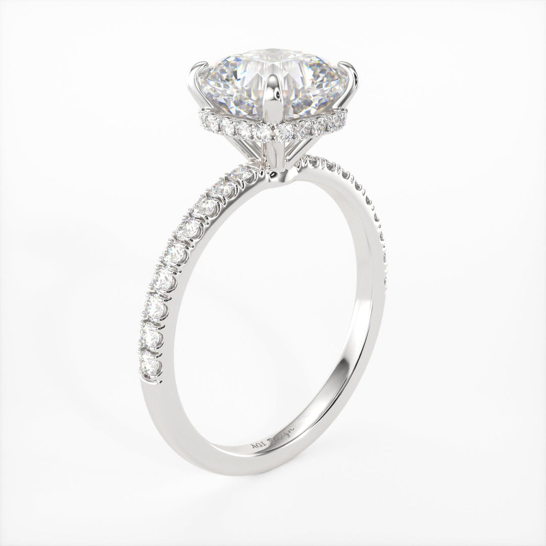 AGI Design Angelina Cushion Cut Lab Created Diamond Engagement Ring