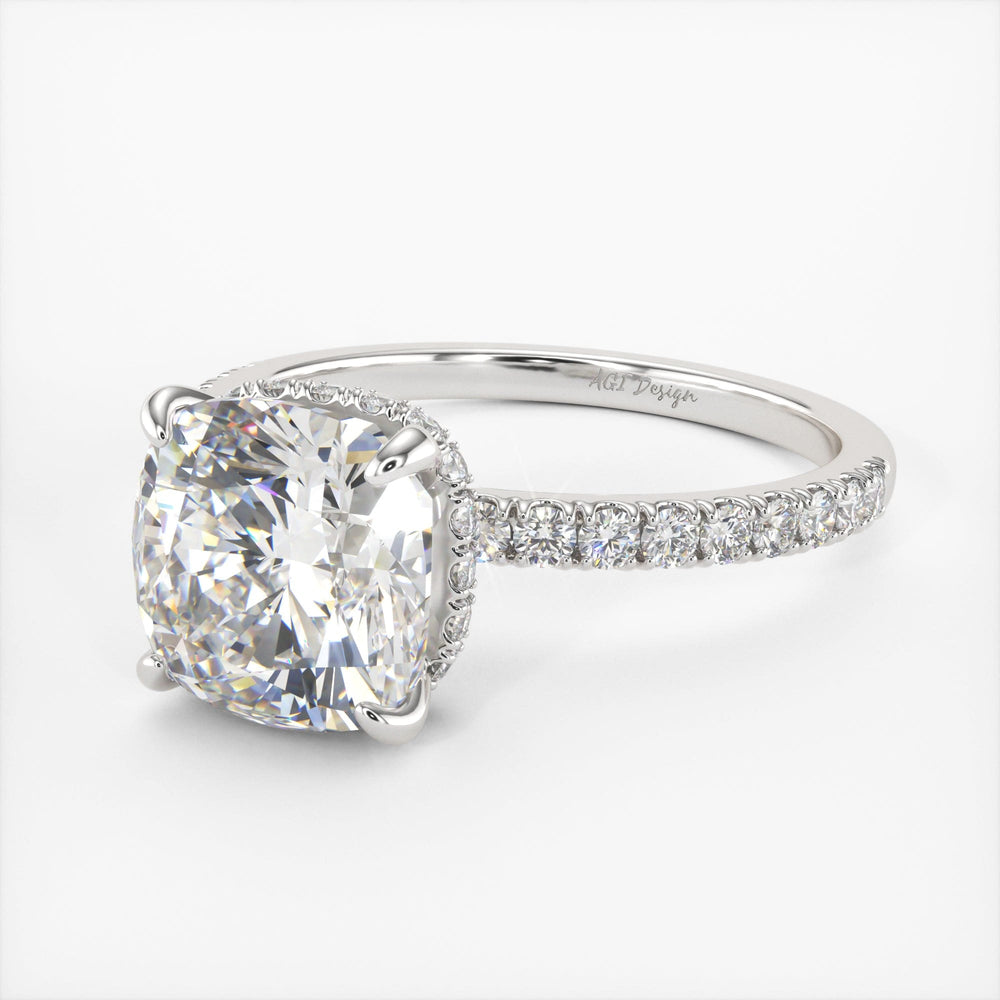 AGI Design Angelina Cushion Cut Lab Created Diamond Engagement Ring