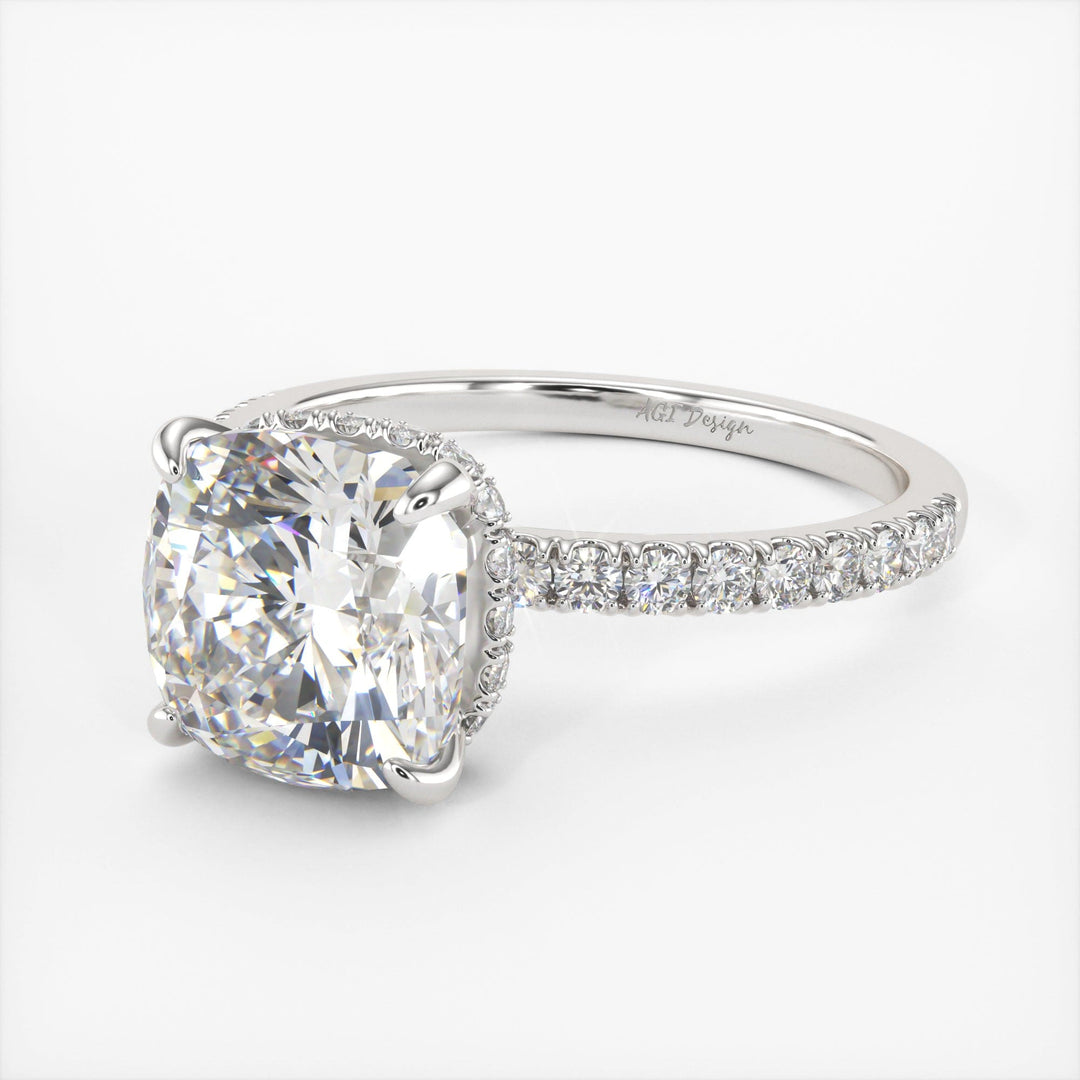 AGI Design Angelina Cushion Cut Lab Created Diamond Engagement Ring