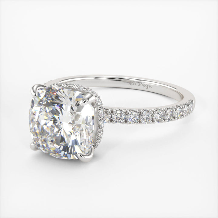 AGI Design Angelina Cushion Cut Lab Created Diamond Engagement Ring