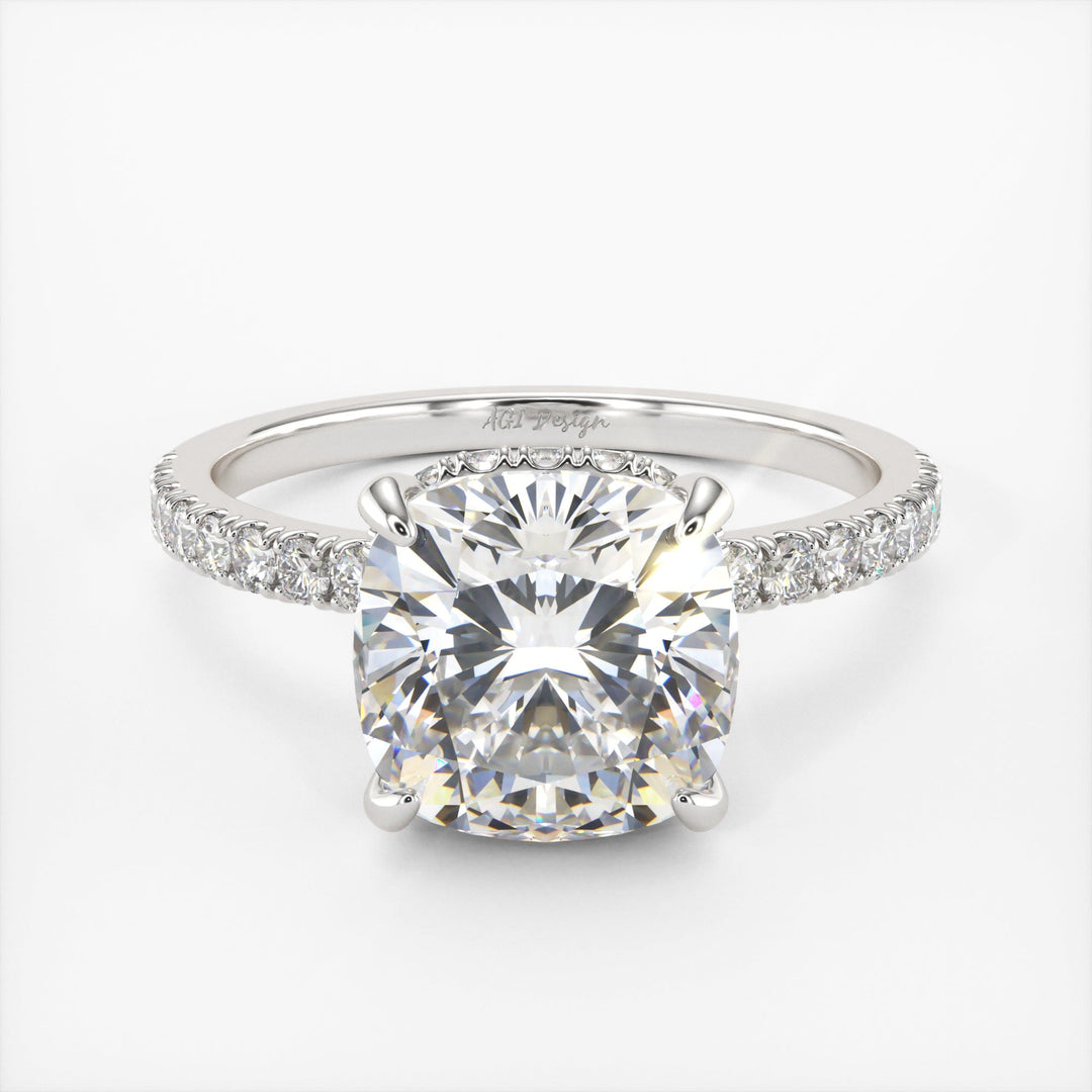 AGI Design Angelina Cushion Cut Lab Created Diamond Engagement Ring