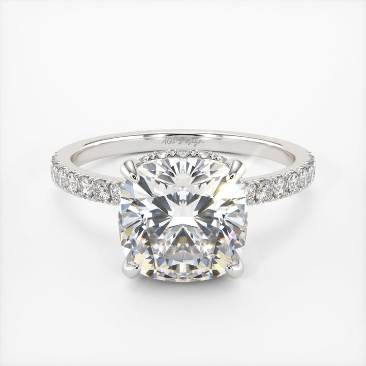 AGI Design Angelina Cushion Cut Lab Created Diamond Engagement Ring