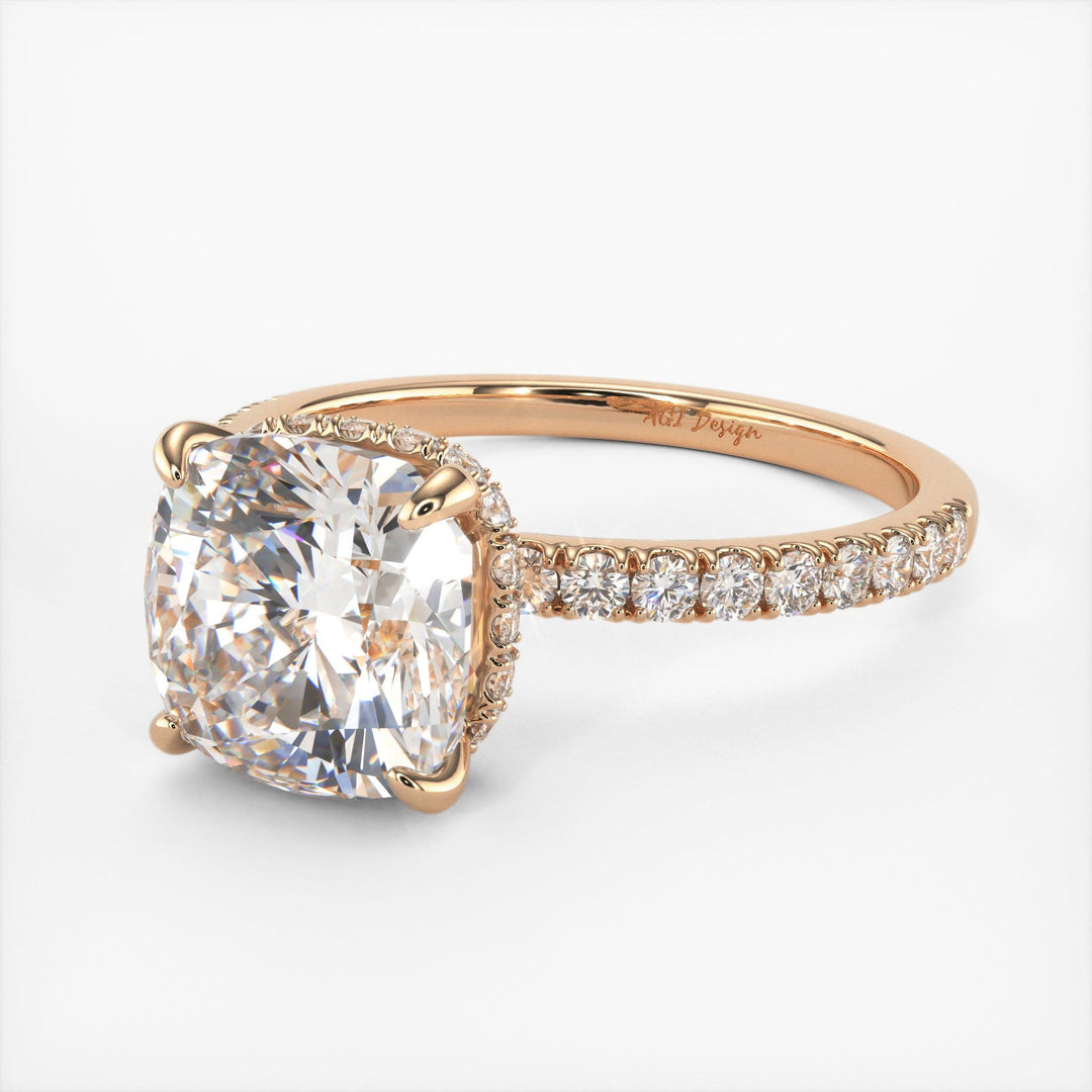 AGI Design Angelina Cushion Cut Lab Created Diamond Engagement Ring