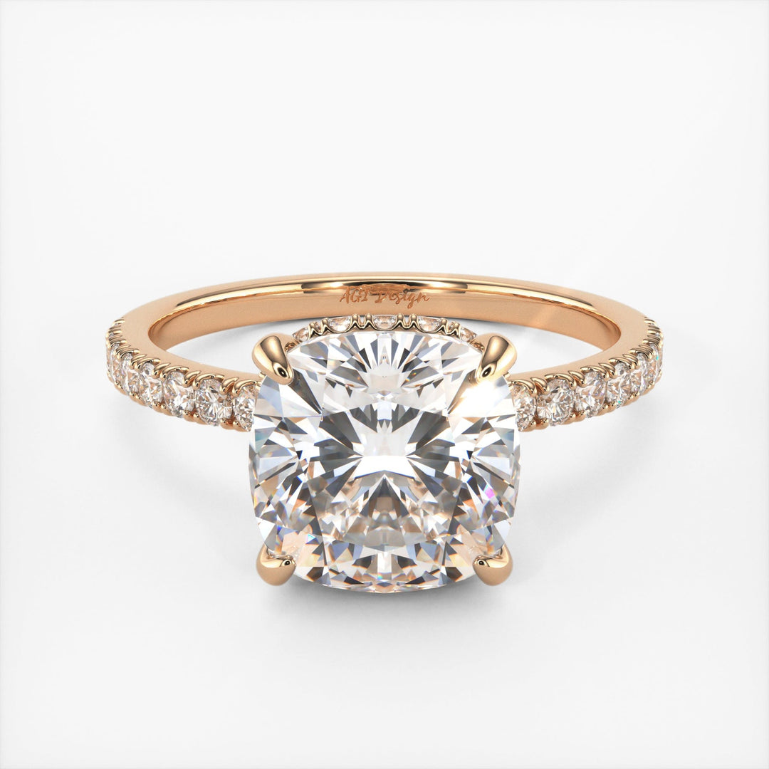 AGI Design Angelina Cushion Cut Lab Created Diamond Engagement Ring