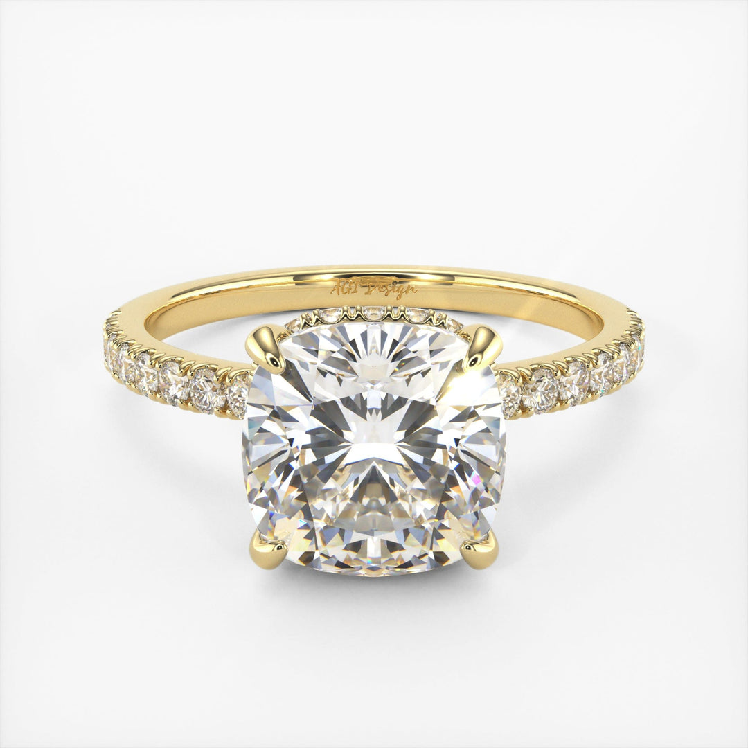 AGI Design Angelina Cushion Cut Lab Created Diamond Engagement Ring