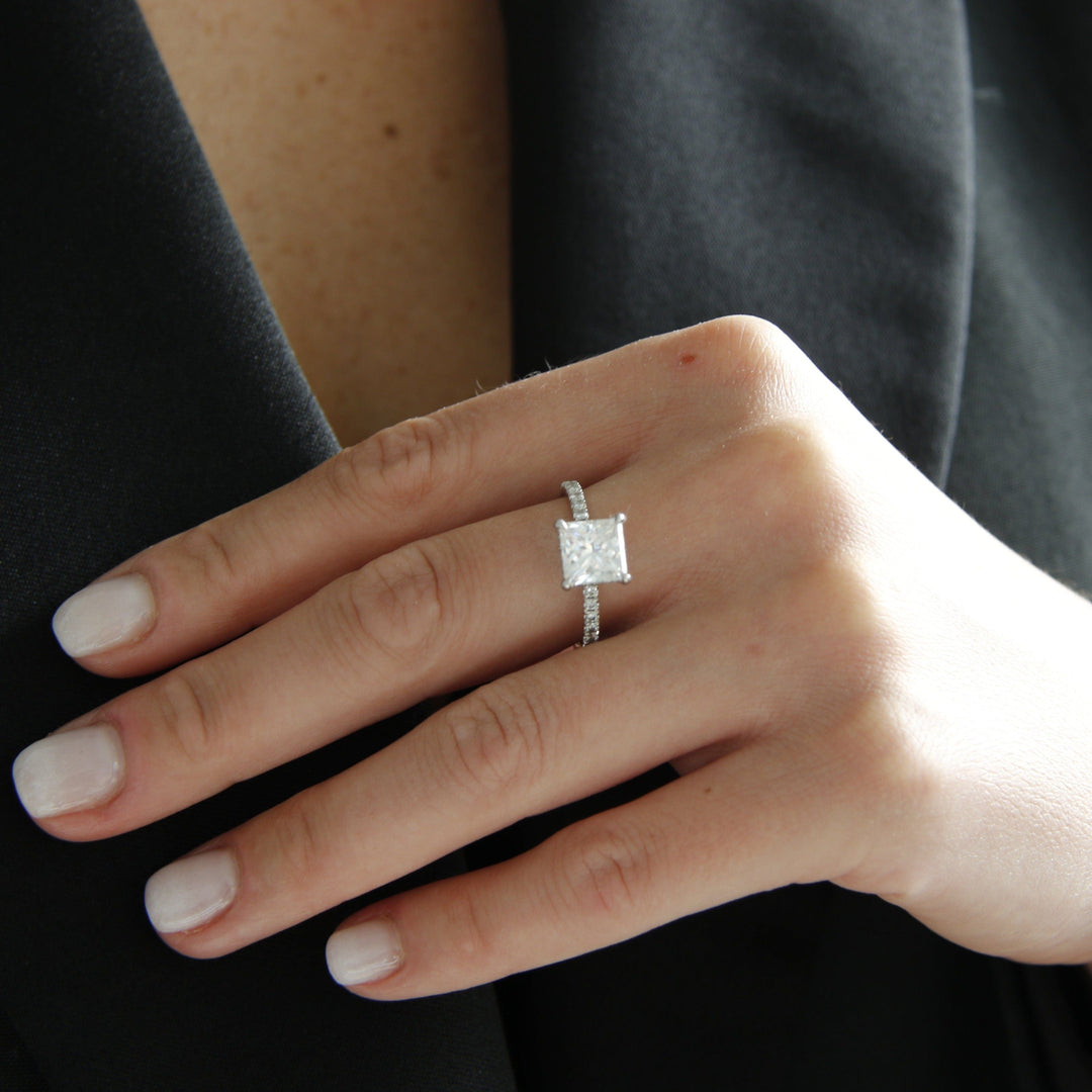 AGI Design Anne Princess Cut Lab Created Diamond Engagement Ring