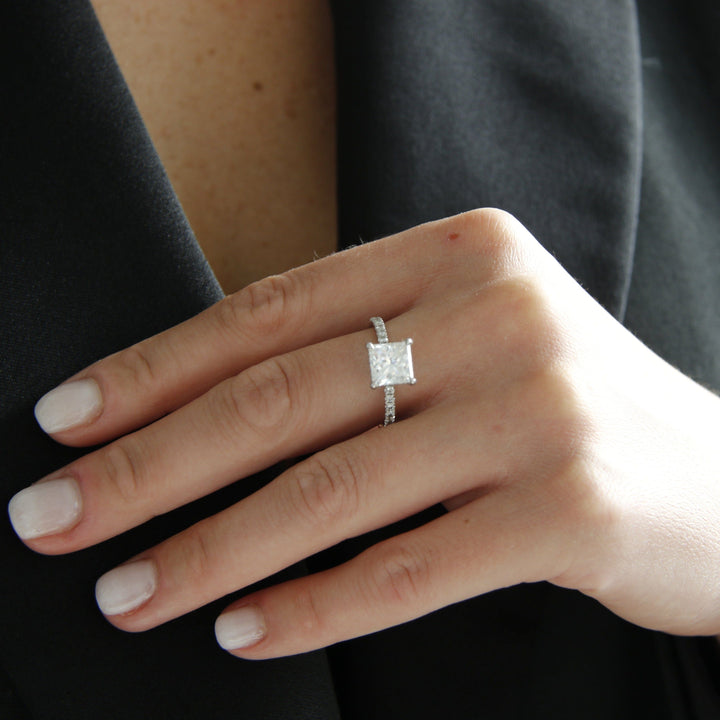 AGI Design Anne Princess Cut Lab Created Diamond Engagement Ring