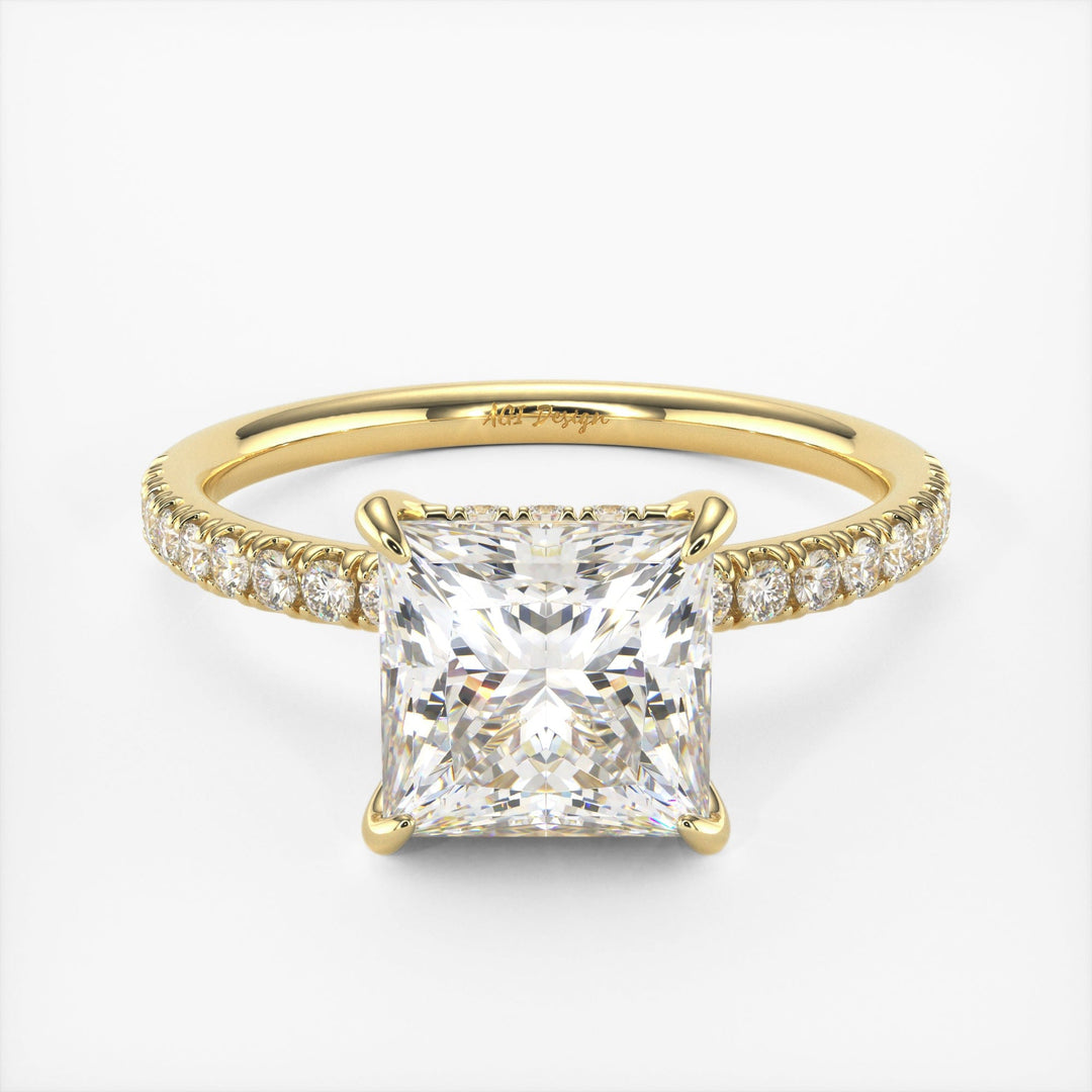 AGI Design Anne Princess Cut Lab Created Diamond Engagement Ring