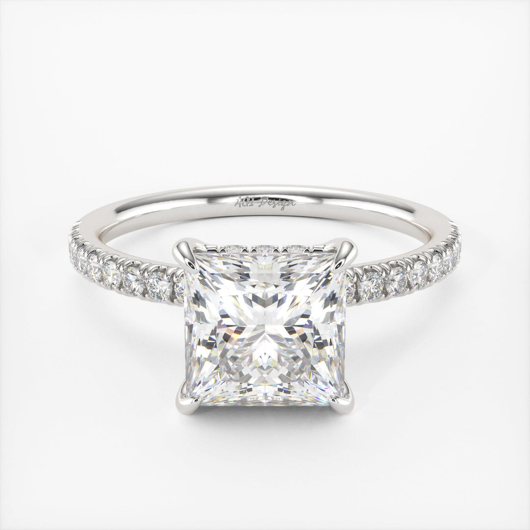 AGI Design Anne Princess Cut Lab Created Diamond Engagement Ring