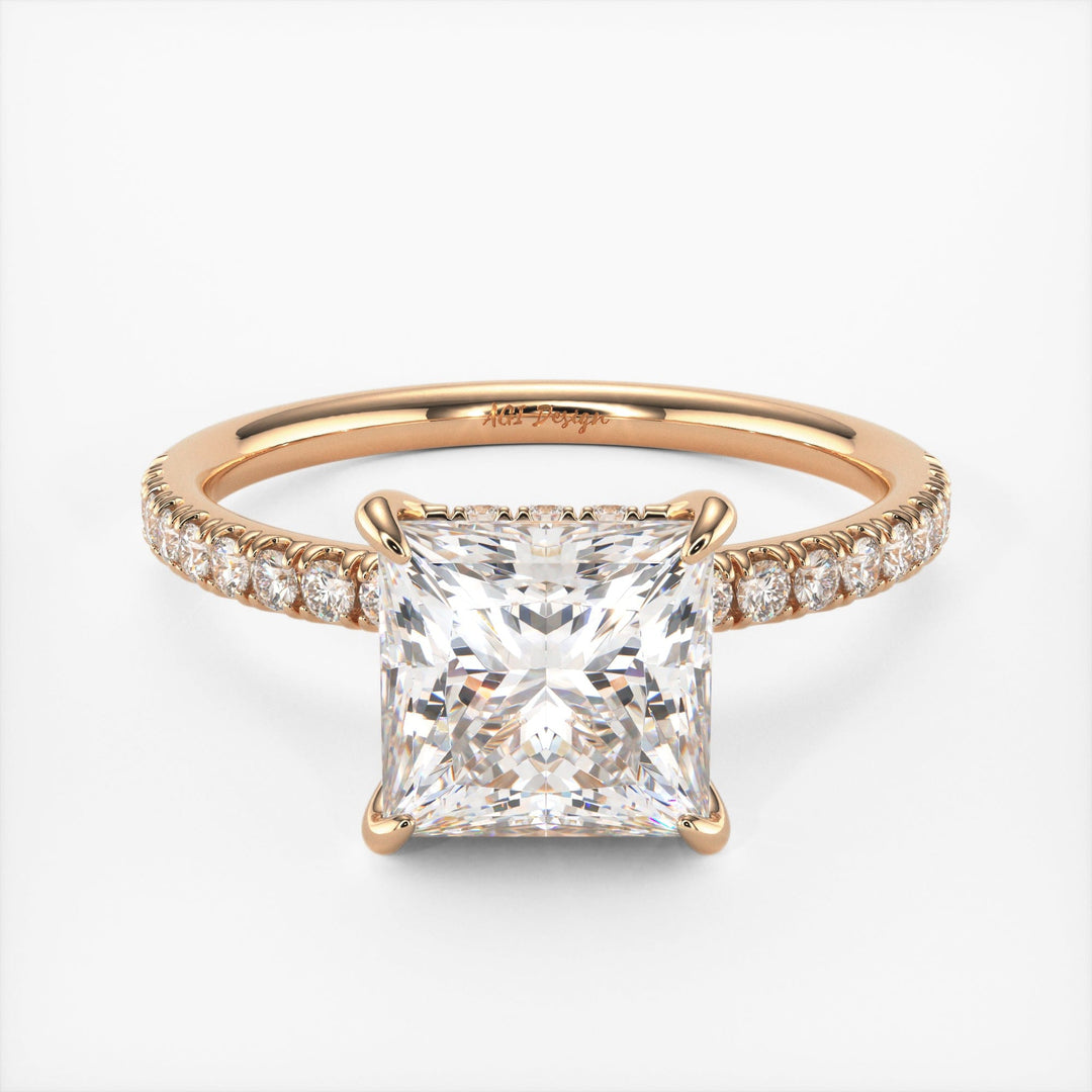 AGI Design Anne Princess Cut Lab Created Diamond Engagement Ring