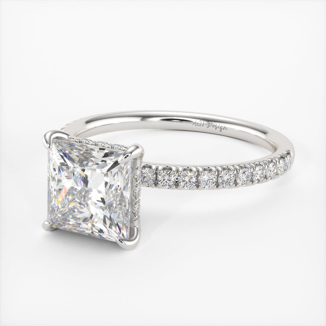 AGI Design Anne Princess Cut Lab Created Diamond Engagement Ring