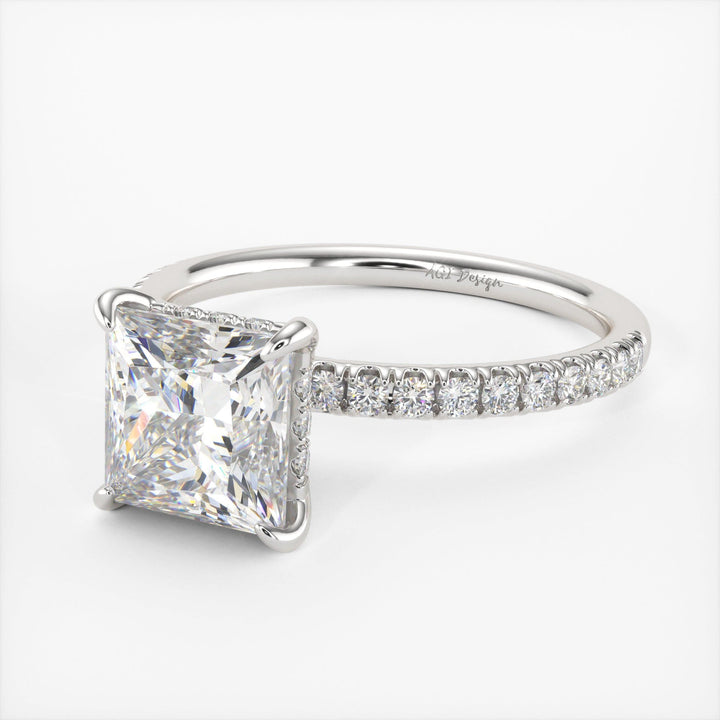 AGI Design Anne Princess Cut Lab Created Diamond Engagement Ring