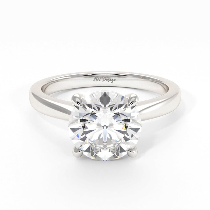 AGI Design Aurora Round Lab Created Diamond Engagement Ring