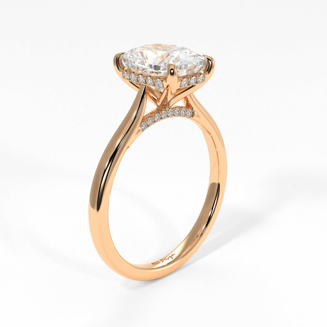 AGI Design Bella Elongated Cushion Cut Lab Created Diamond Engagement Ring