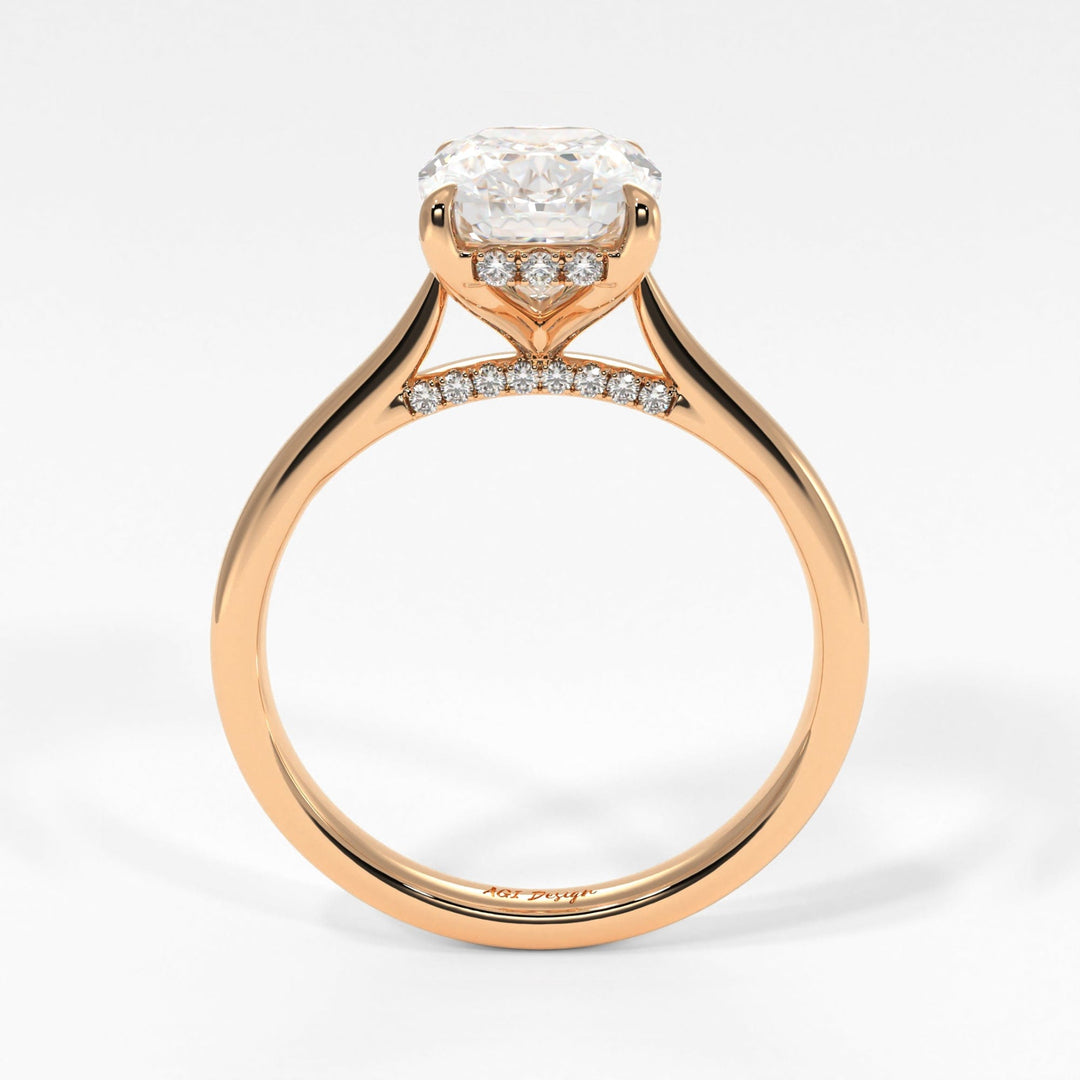 AGI Design Bella Elongated Cushion Cut Lab Created Diamond Engagement Ring