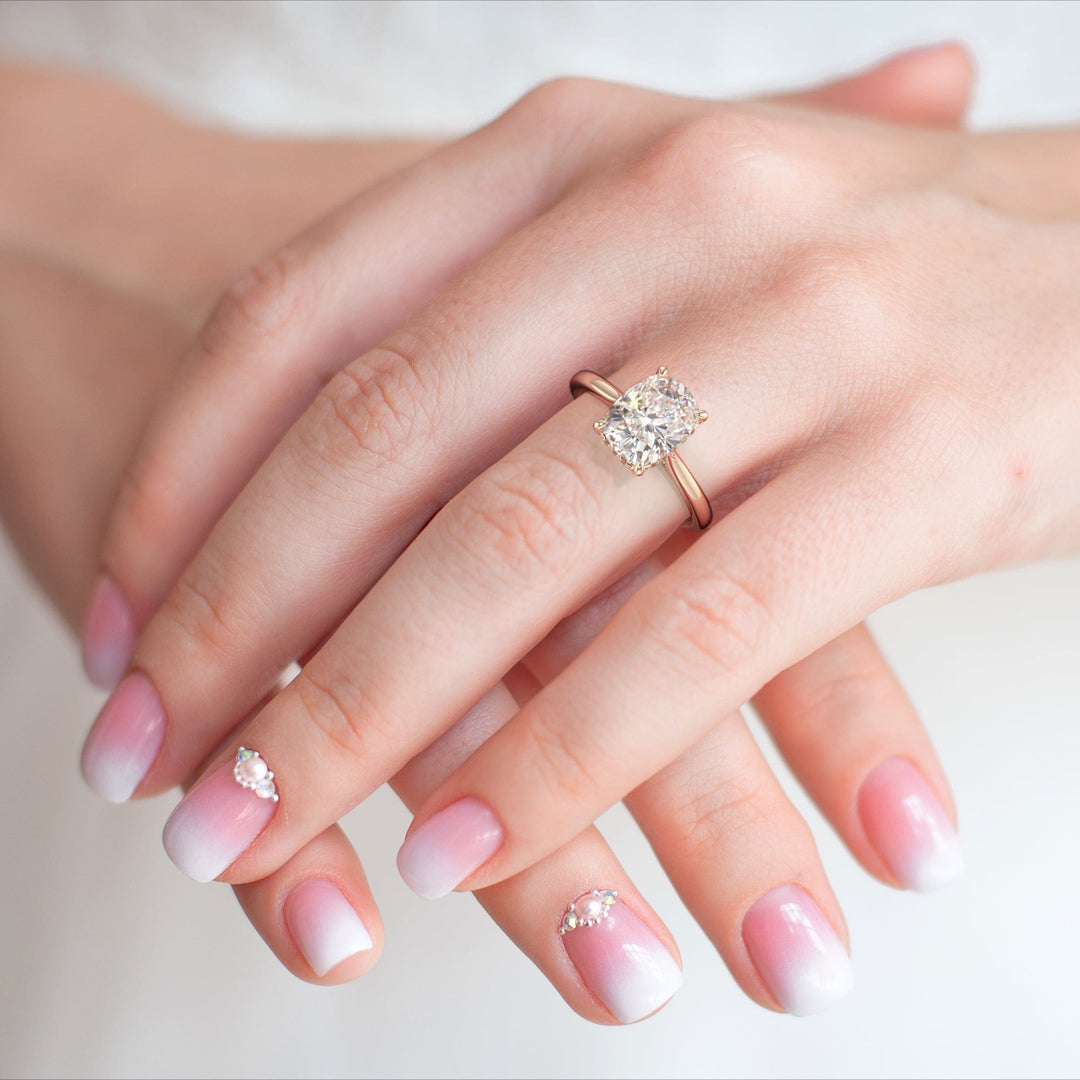 AGI Design Bella Elongated Cushion Cut Lab Created Diamond Engagement Ring