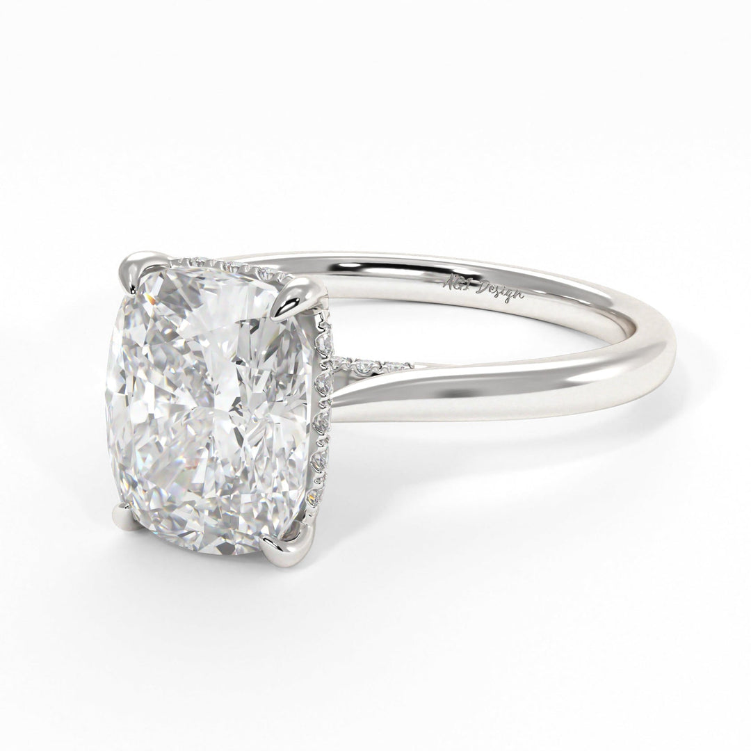 AGI Design Bella Elongated Cushion Cut Lab Created Diamond Engagement Ring