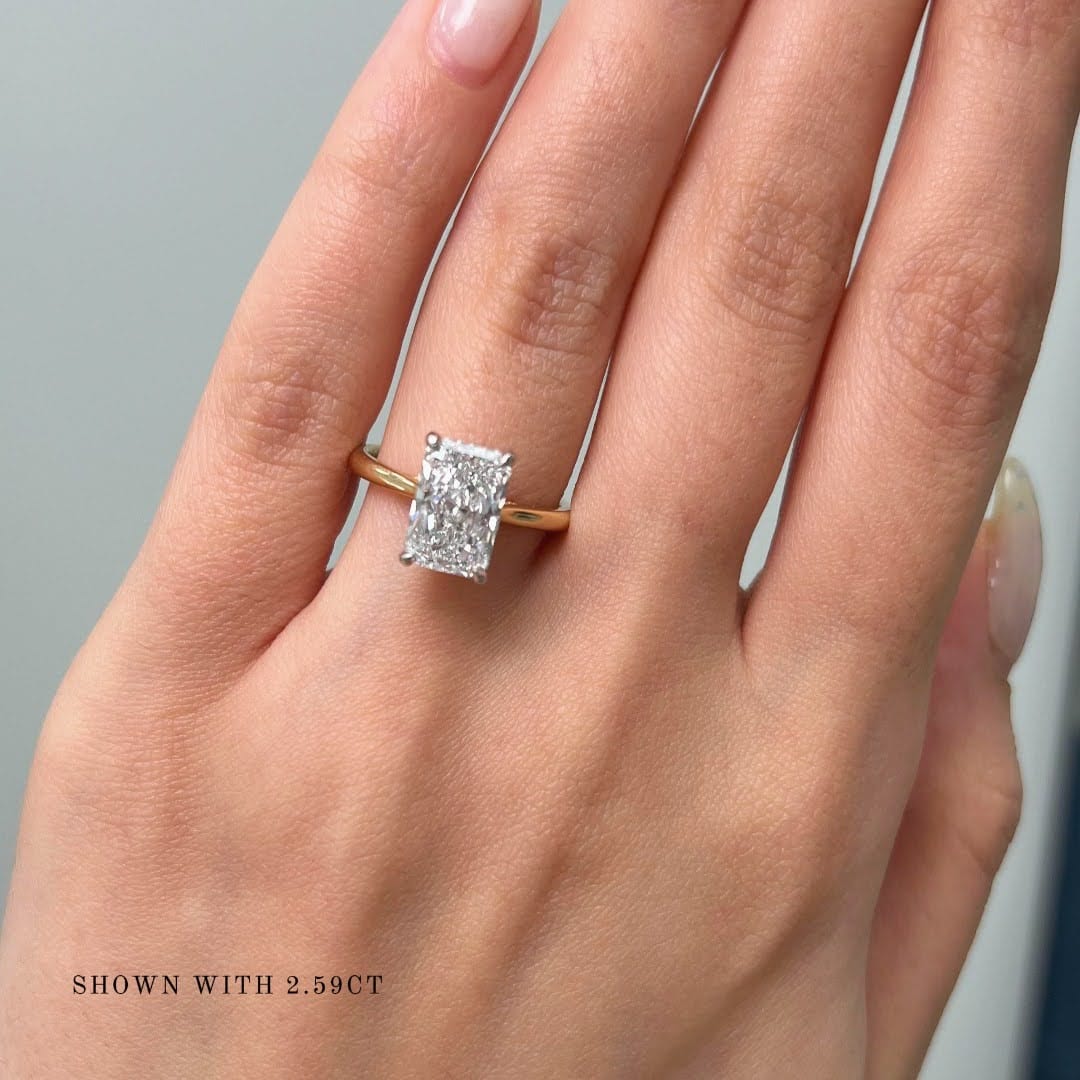 AGI Design Bella Radiant/Emerald Lab Created Diamond Engagement Ring