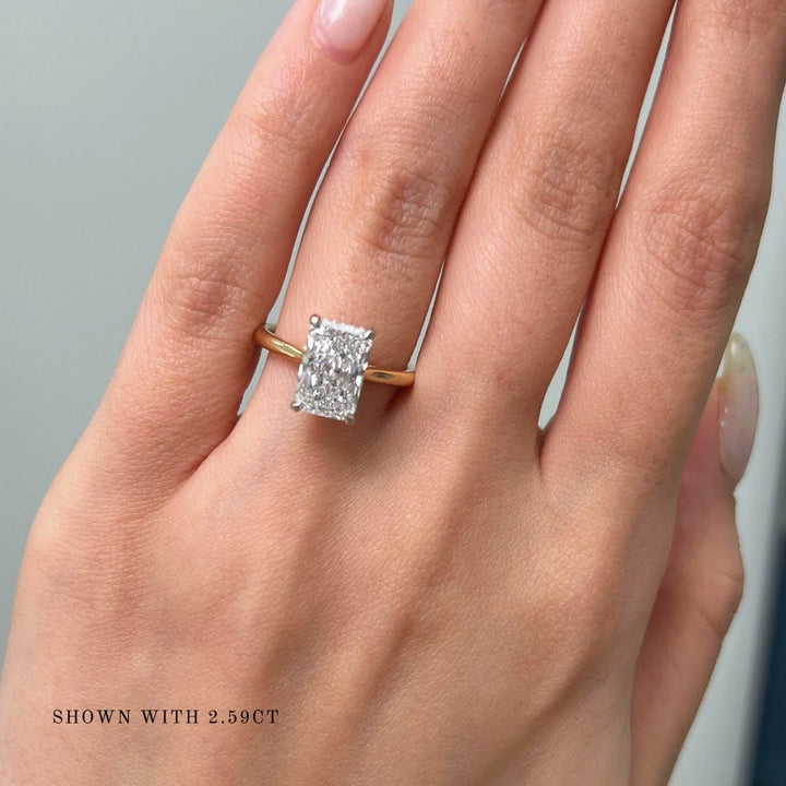 AGI Design Bella Radiant/Emerald Lab Created Diamond Engagement Ring