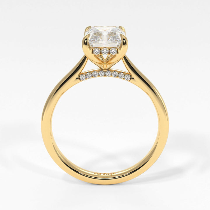 AGI Design Bella Radiant/Emerald Lab Created Diamond Engagement Ring