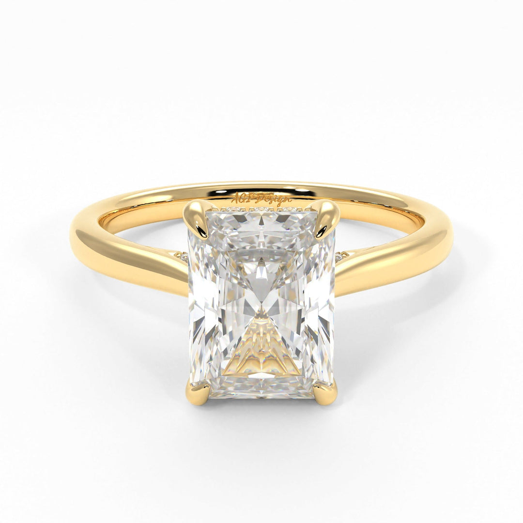 AGI Design Bella Radiant/Emerald Lab Created Diamond Engagement Ring