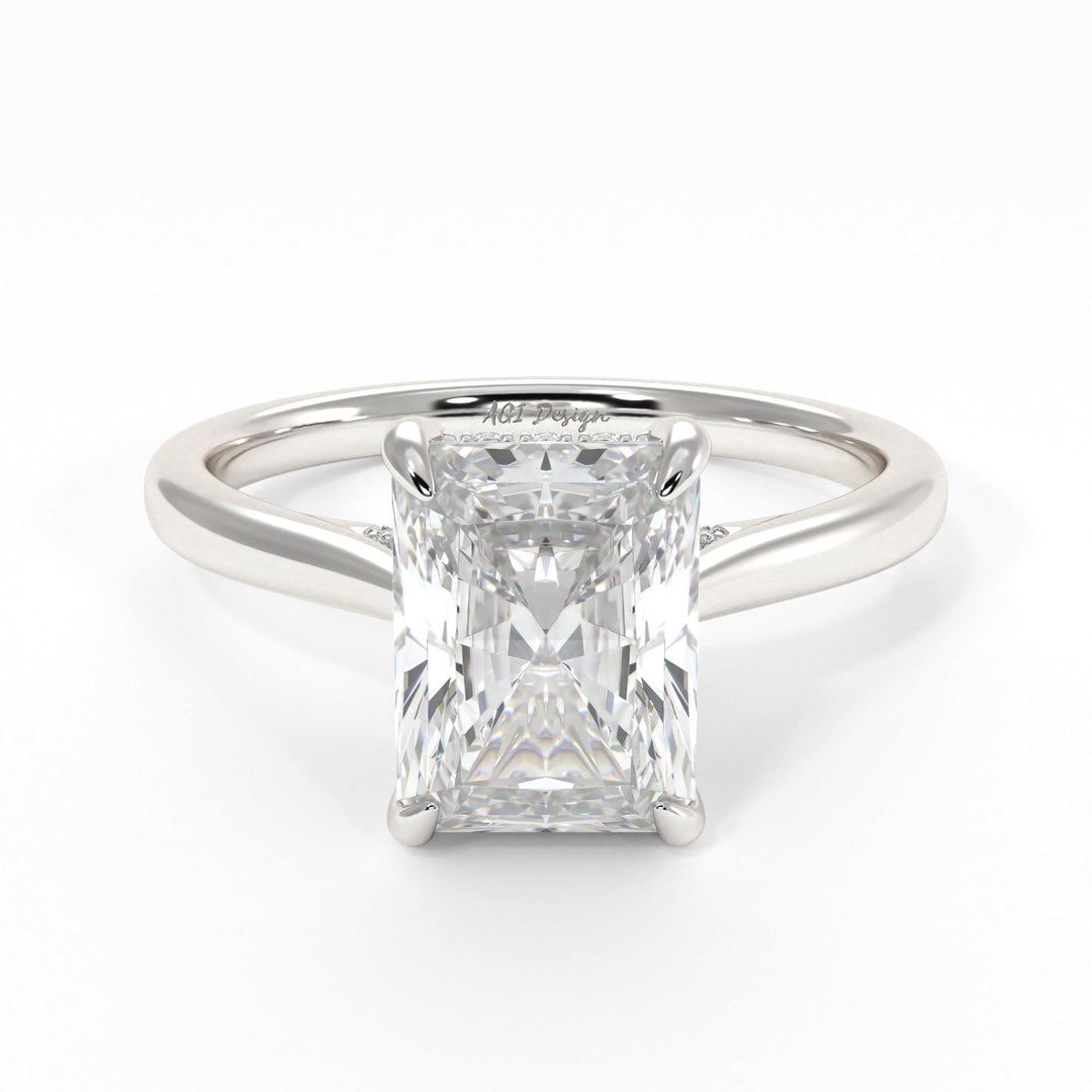 AGI Design Bella Radiant/Emerald Lab Created Diamond Engagement Ring