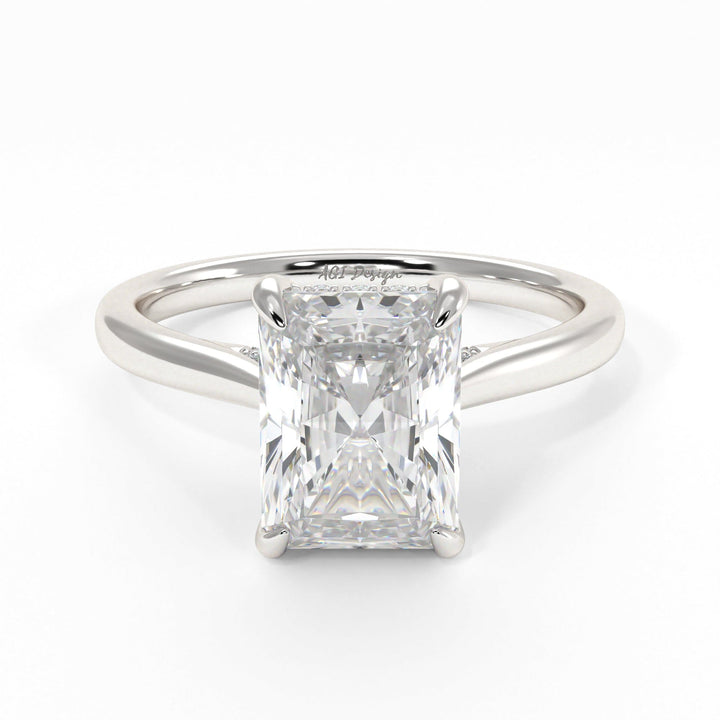 AGI Design Bella Radiant/Emerald Lab Created Diamond Engagement Ring