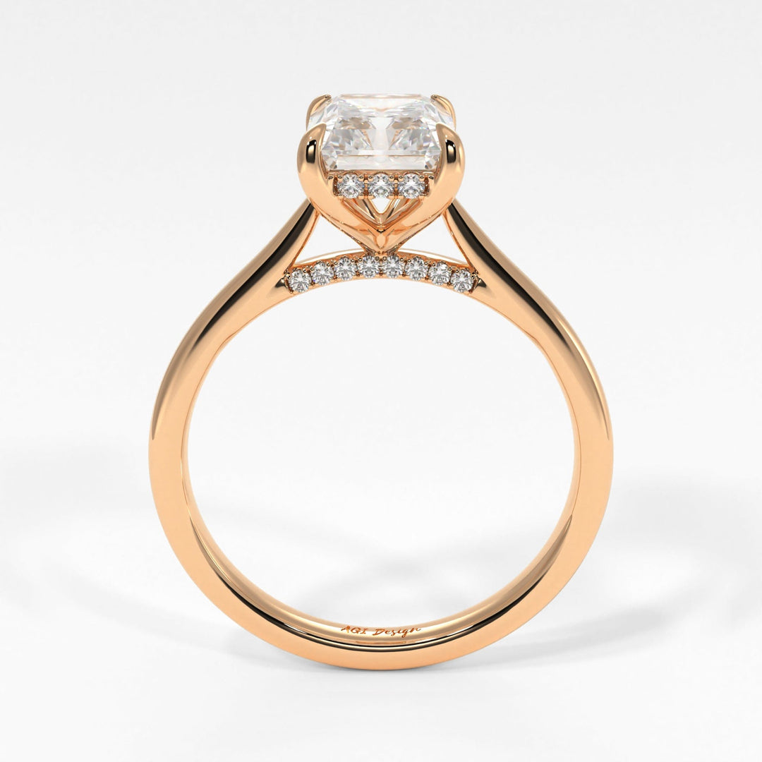 AGI Design Bella Radiant/Emerald Lab Created Diamond Engagement Ring