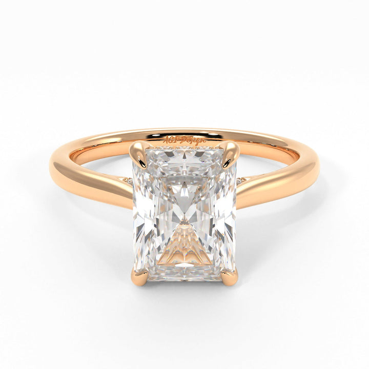 AGI Design Bella Radiant/Emerald Lab Created Diamond Engagement Ring