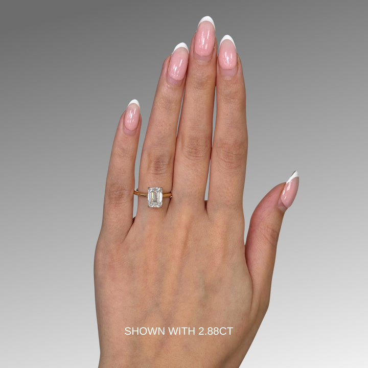 AGI Design Bella Radiant/Emerald Lab Created Diamond Engagement Ring